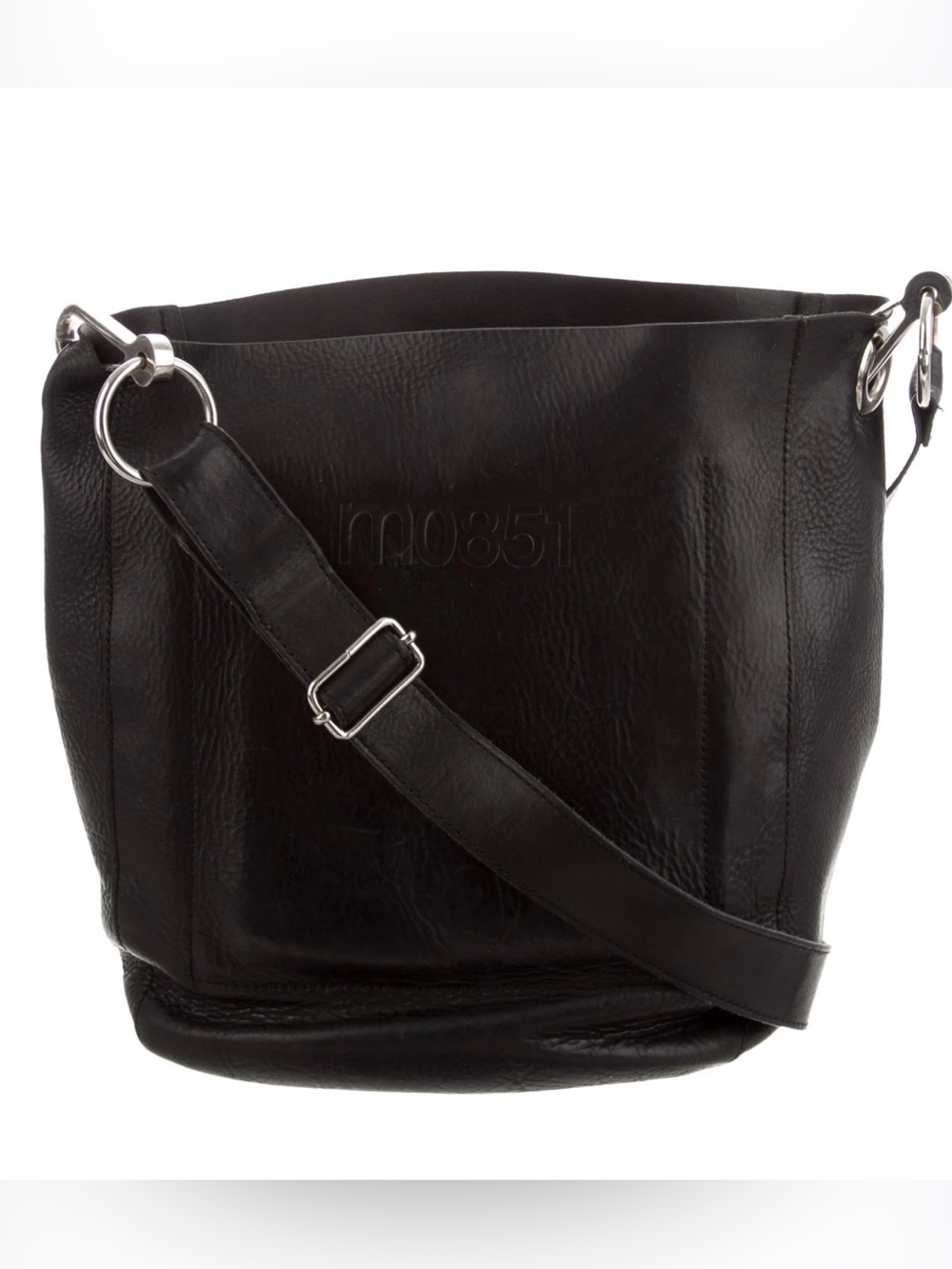 M0851 Leather Hobo Bag - Black